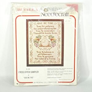 Bucilla Cross Stitch Sampler Give Me Time Kit 1602 Vintage Cottagecore Cabincore